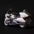 White Luxury Motorcycle with Streamlined Design and Storage Compartments on Black Background 3d model