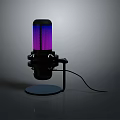 Modern Desktop Microphone With Purple Mesh And Blue Lighting Stand For Daily Use