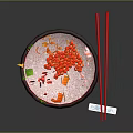 Fresh Sashimi Bowl with Salmon Tuna Fish Roe and Vegetables Served with Red Chopsticks