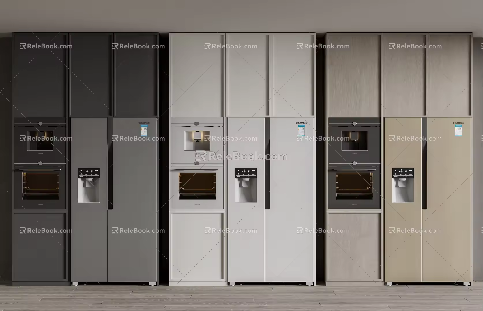 Modern Refrigerator Oven Combination Refrigerator Cabinet Built-in Oven 3d model