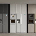 Modern Refrigerator Oven Combination Refrigerator Cabinet Built-in Oven 3d model