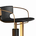 Modern Design Bar Stools With Leather Seats And Gold Dark Metal Frames