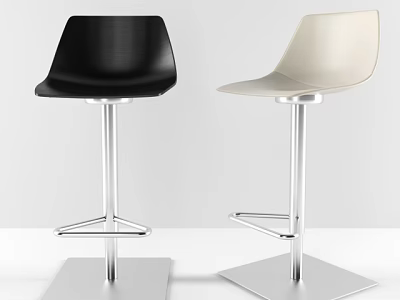 Modern Minimalist Black And Beige Bar Stools With Sleek Seats And Metal Square Base 3d model