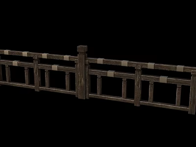 Rustic Wooden Fence With Traditional Posts And Horizontal Rails Design 3d model