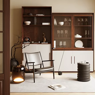 Modern Middle Ancient Sideboard Cabinet Sideboard Finished Sideboard Kitchen Cabinet Bowl Chopsticks Cabinet Antique Casual Chair Single Chair Harman Catton Audio 3d model