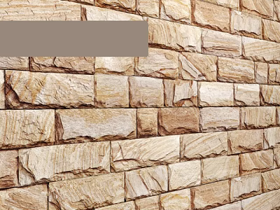 Natural Beige Stone Wall With Textured Surface And Irregular Masonry Patterns 3d model