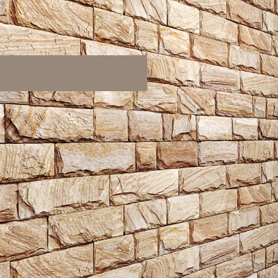 Natural Beige Stone Wall With Textured Surface And Irregular Masonry Patterns 3d model