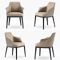 Modern Upholstered Accent Chair in Beige and Gray with Sleek Design and Dark Wooden Legs