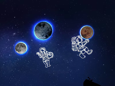Starry Sky Themed Decorative Lights with Moon Astronaut and Building Silhouettes for Home Decor 3d model