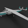 Passenger Aircraft With White And Teal Color Scheme Twin Propellers Long Wings And Tail