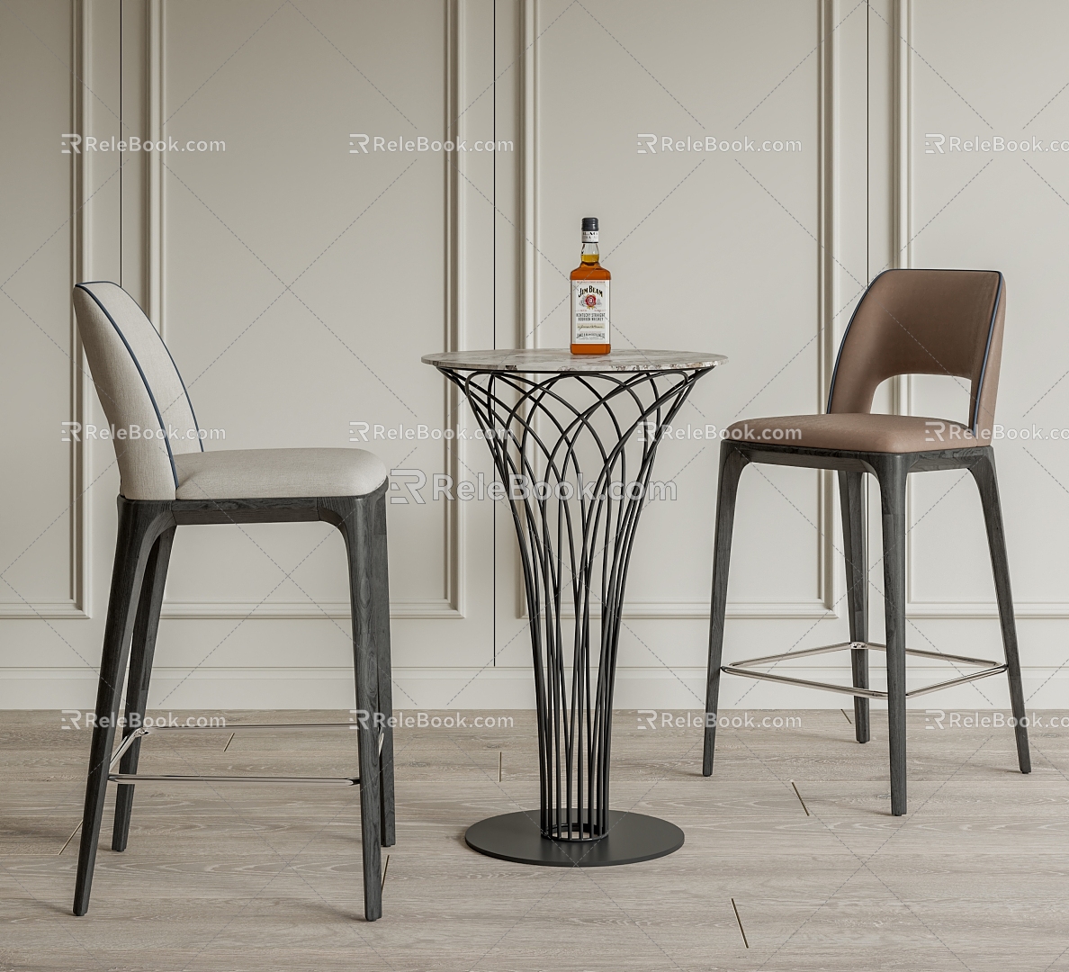 Modern Bar Chair Combination Bar Chair Minimalist Bar Chair Combination Wine Bottle model