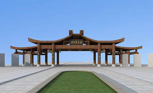 New Chinese Style Gate Security Pavilion Entrance Hall 3d model