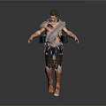 Game And Movie Character Male Warrior With Leather Armor Detailed Costume And Dynamic Stance