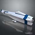 Modern White Blue Submarine Model With Crew And Marine Life Elements