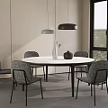 Modern HC28 round dining table and chair combination 3d model