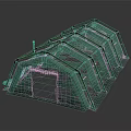 Green Tent Structure With Metal Support Frames And Open Front Entrance For Outdoor Camping Use
