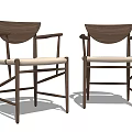 Minimalist Wooden Dining Chairs With Armrest And Woven Seat Design