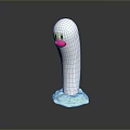 Cute Round White Long Game Movie Character With Pink Mouth And Light Blue Base