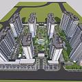 Modern High Rise Residential Complex With Central Green Garden And Landscape Design