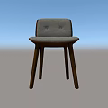 Modern Accent Chair Featuring Gray Fabric Upholstery And Wooden Legs With Curved Design