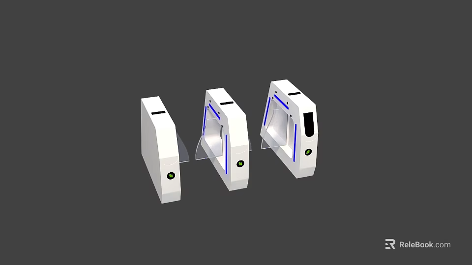 Public Facility Access Control Turnstiles With White Modern Design And Sensors 3d model 