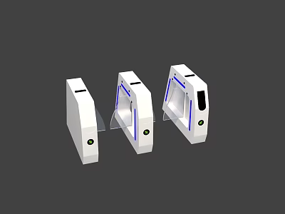 Public Facility Access Control Turnstiles With White Modern Design And Sensors 3d model