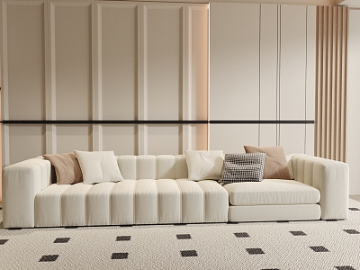 Three-seat sofa background wall model