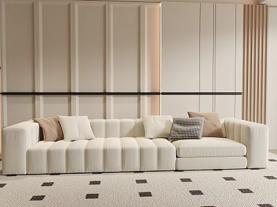 Three-seat sofa background wall 3d model