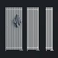 Modern Bathroom Accessories With White Striped Towel Rack And Grey Towel