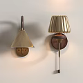 Modern Gold Wall Lamps With Pleated Shades And Bronze Bases For Interior Lighting Decor