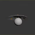 3D White Mushroom Character With Yellow Splatter Effect On Gray Background