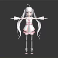 Anime Style 3D Virtual Creature Character With Long White Hair Twin Ponytails And Outstretched Arms