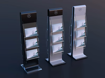 Modern Mercedes-Benz Brochure Display Stands With Multiple Shelves And Logo Design 3d model