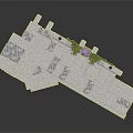 White Stone Paved Platform Design With Interlocking Tiles And Green Plant Decorations