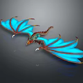 Game Movie Character Dragon Flying With Blue Glowing Wings Red Body And Illuminated Details