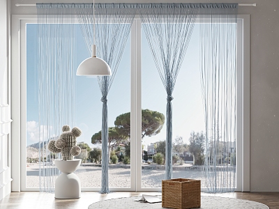 modern gauze curtain 3d model