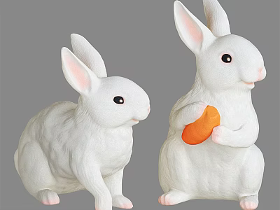 White Rabbit Shaped Decorative Lights With Carrot Accent For Home Decoration 3d model