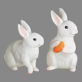 White Rabbit Shaped Decorative Lights With Carrot Accent For Home Decoration