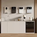 Modern Break Room With Water Dispenser Wall Mounted Appliances Cabinets Sink Coffee Machine And Dishwasher