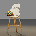 Wooden Easel With Welcome Home Sweet Party Sign And Flower Bouquet Number 080
