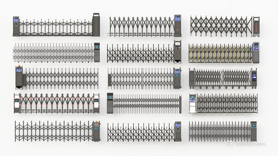 Public Facility Retractable Gates With Various Designs Automatic Operation And Security Features 3d model