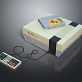 Nintendo Retro Game Console With Classic Game Cartridge And Wired Controller 3d model