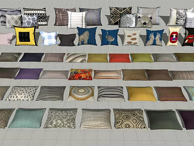 Colorful Decorative Throw Pillows With Various Patterns And Designs For Home Decor 3d model