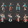 2D Peking Opera Characters Sheng Dan Jing Mo Chou Wu Sheng Drama Characters Local Drama 3d model