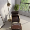 Modern Single Sofa Leather Casual Sofa Combination 3d model