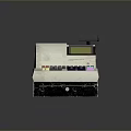 Computerized Cash Register With White Design Black Base Display Screen And Colored Buttons Keypad