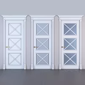 White Swing Doors With Lattice Panel Design For Home Interior Decoration 3d model