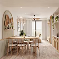 Modern Living Dining Area With Ceiling Fan TV Cabinet Coffee Table And Cabinets