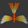 Phoenix With Yellow And Red Feathers Spreading Wings On Dark Background With Reflection 3d model