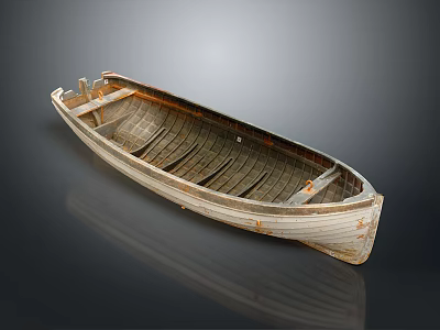Vintage Wooden Boat With Natural Wood Grain As Traditional Watercraft 3d model
